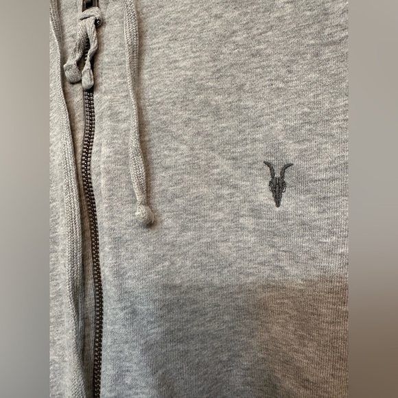 All Saints Raven Gray Zip Up Ramskull Hoodie - Picture 5 of 11